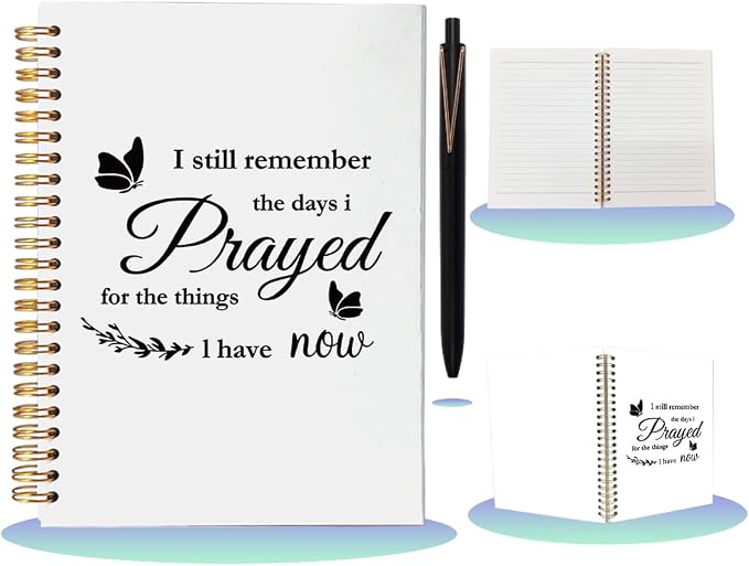 Gratitude Journal for Women - Christian Prayer Notebook and Pen Set, I Still Remember The Days I Prayed Quote, A5 Spiral Bible Study Supplies, Religious Appreciation Gifts