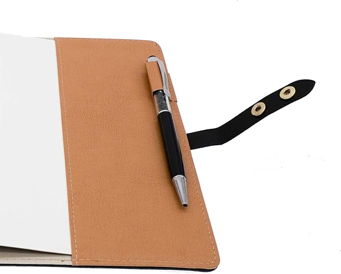 Hardcover Notebook Set - Thick Classic Ruled Premium Paper Notebook with Pen Loop and Pen, A5 192 Pages, Soft Faux Leather Hardcover Cover with Buckle(Black)