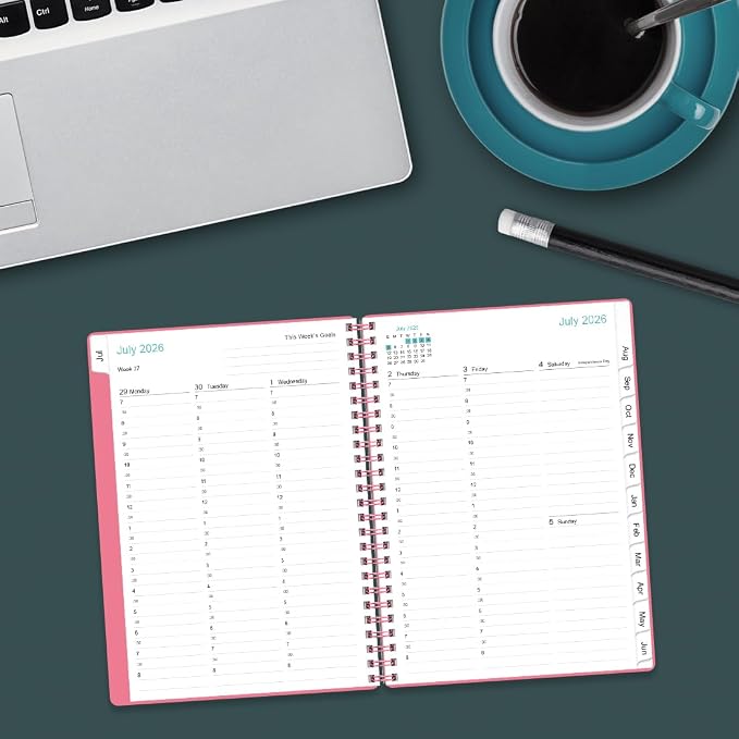 2026-2027 Appointment Book & Planner - Hourly Planner from July 2026 to June 2027, Weekly Appointment Book 2026-2027 with 30-Minute Interval, 6.4" x 8.5", Pink