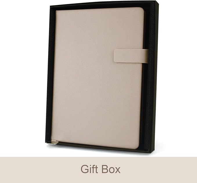 A5 Hard Cover Lined Notebook, Pen Holder & Gold Edges, 180° Lay Flat Journal, Large 5.7 x 8.4 in, Bookmark & Gift Box, Business Notebook for Work, Study, Travel(Light Coffee)