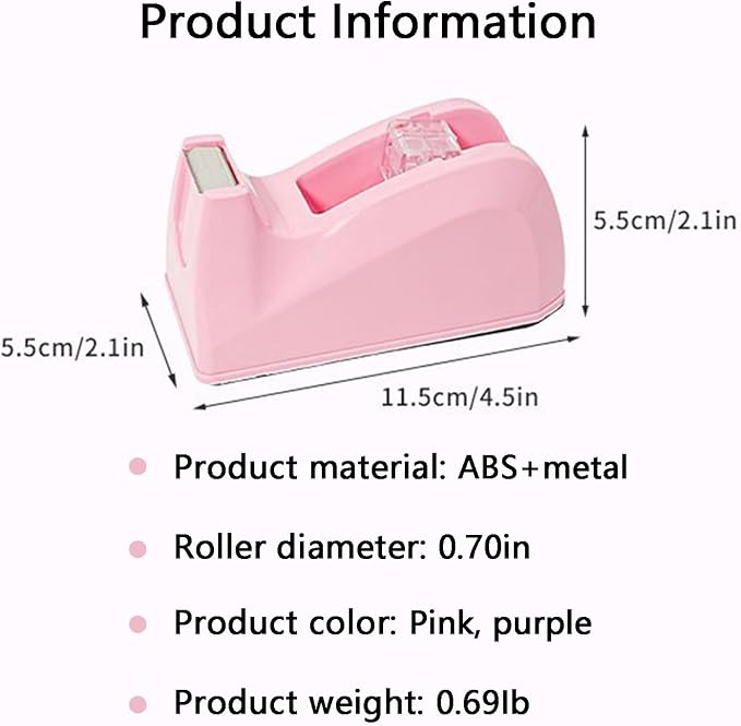Basics Desktop Tape Dispenser, Office Desk Tape Dispenser, Heavy Duty Desk Accessories Office Tape Dispensers, Weighted Non-Skid Base,Ideal for Home, Office, School, or Business (Purple)