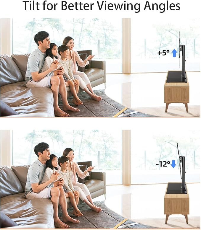 Universal TV Stand Base, Table Top TV Stand for 17-55 Inch LCD/LED TVs, Height Adjustable Monitor Mount Stand with Tempered Glass Base Holds up to 88lbs VESA 400x400mm, TS102