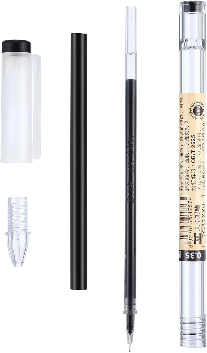 Chinco 24 Pieces 0.35 mm Black Gel Ink Pen Japanese Stationery Extra Fine Chinese Ballpoint Pen for Office School Korean Stationery Supply