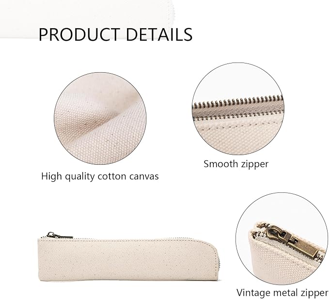 Slim Pencil Case Small Pencil Pouch Pen Case (Beige/CV)