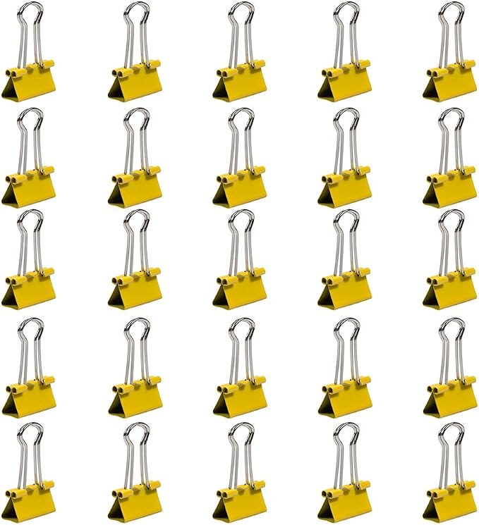 JAM PAPER Colorful Binder Clips - Small - 3/4 Inch (19 mm) - Yellow Binderclips - 25/Pack