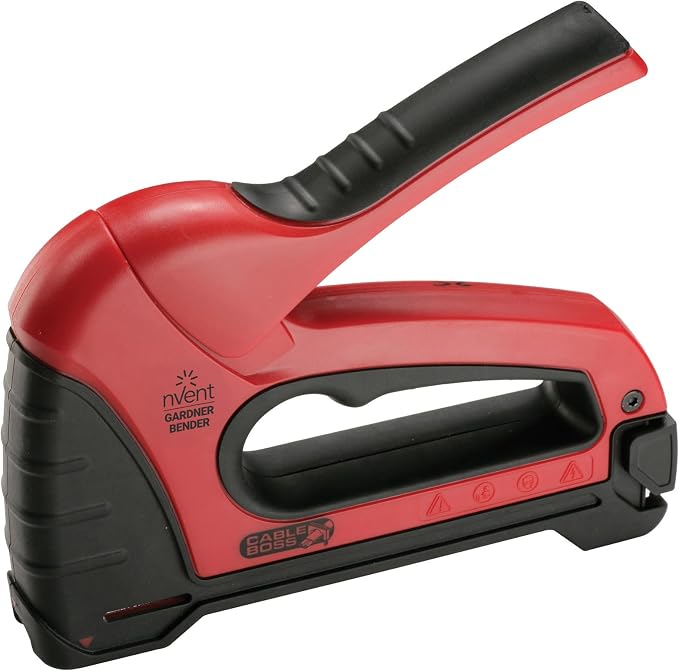 Gardner Bender MSG-501 Heavy-Duty Cable Boss Staple Gun, Professional Grade, Secures (NM) Coax, & Low-Volt Cable, Red