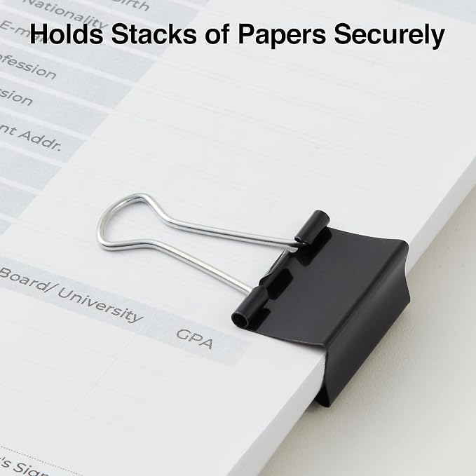 Staples Binder Clips, Medium Size, 1.25" Width, Black, 72 Pack – Strong Hold Clips for Paper Stacks & Office Files