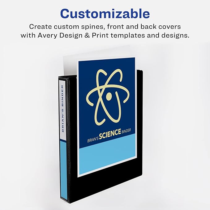 Avery Standard View 3 Ring Binders, 0.5" Round Rings, 100-Sheet Capacity, 0.7 Inch Wide Spine, White Binders, Ideal for Lightweight Organization and Occasional Referencing (12-Pack of 05706)