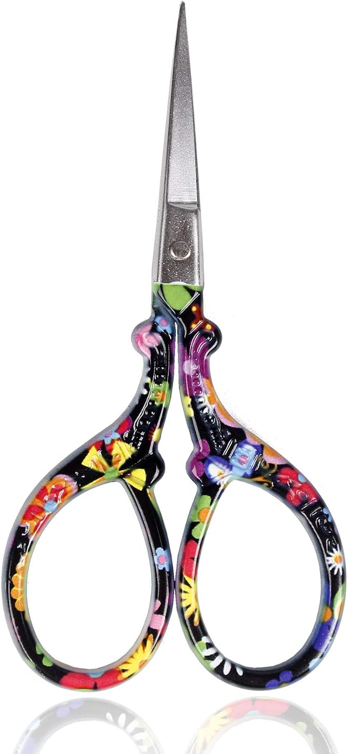 BIHRTC 3.6 Inch Scissors Small Embroidery Stainless Steel Sharp Scissors | Sharp Stainless Steel Pointed Scissors for Cross Stitch DIY Tool Sewing Craft Needwork Needpoint Artwork