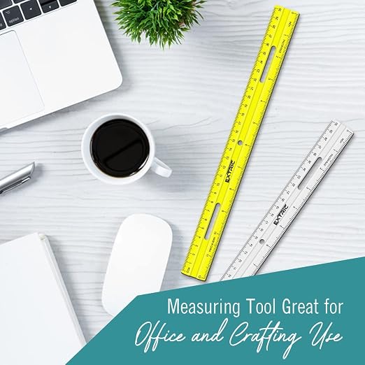 EXTRIC Ruler 12 Inch Clear Plastic Rulers 6 PK Classroom Set Metric Inch | Use: Classrooms, Offices, Home, Art Projects, Measurement Scale: Inch & Metric, Features: Lightweight, Smooth Edges