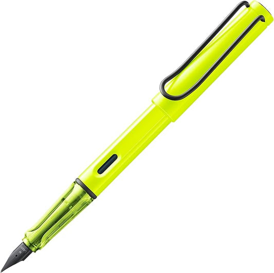 LAMY safari neonyellow - Fountain Pen with ergonomic grip & polished steel nib in size F - ideal for any Writing & Calligraphy - including LAMY T 10 blue cartridge - Right-Handed