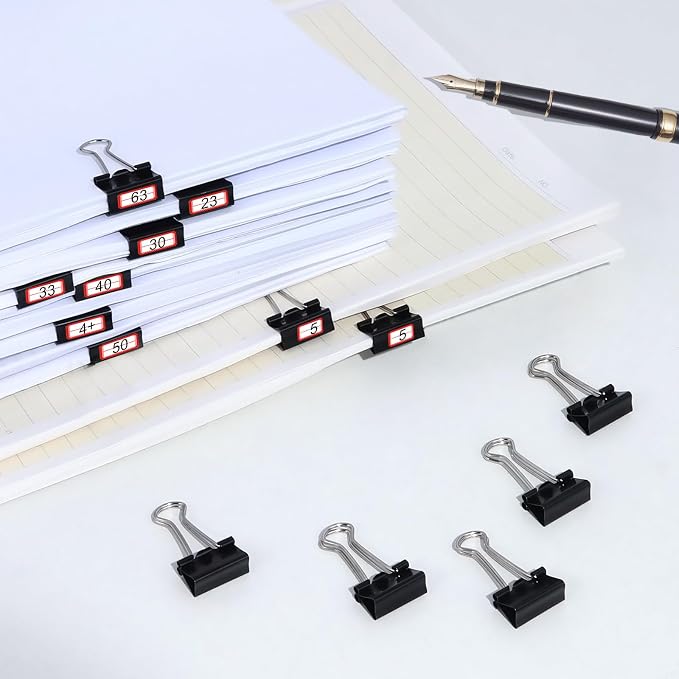 Ufmarine 60 Pcs Small Binder Clips 3/4 Inch Length, Black Small Paper Clips for Office, Standard Size