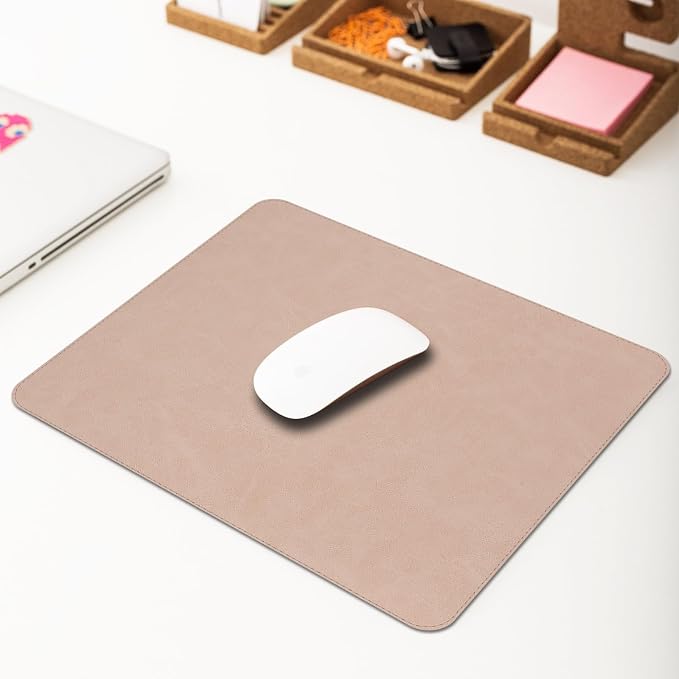 Mouse pad, Non-Slip Washable Waterproof Computer Mouse mat Thick for Laptop Wireless Mouse Home Office Travel, Portable 9.8"x 8.3" S Beige