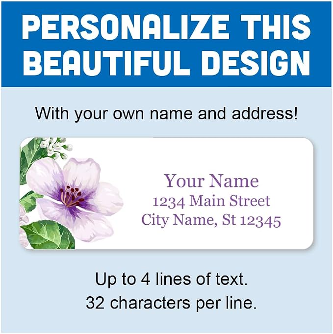 Personalized Return Address Labels - Lovely Orchids - 30-1000 Custom Self-Adhesive Stickers