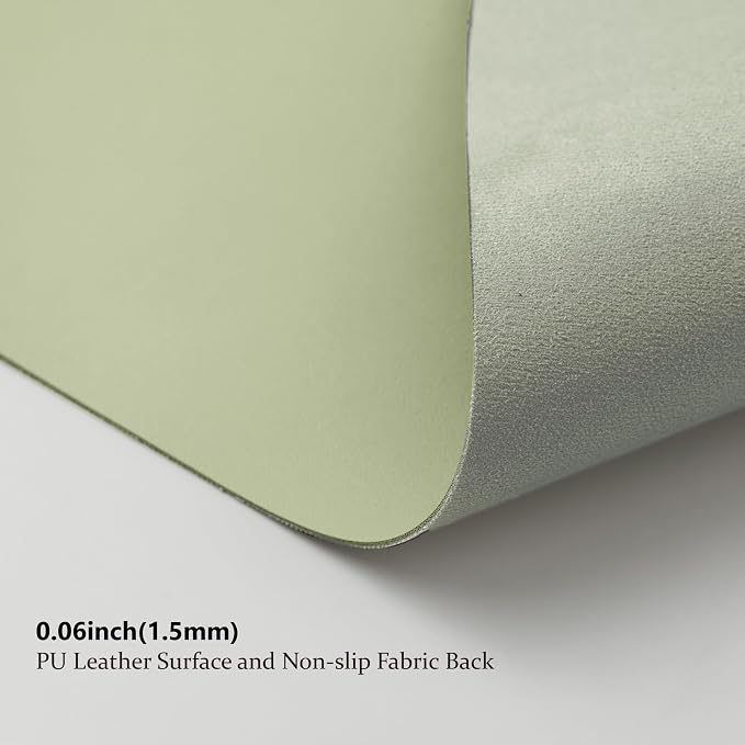 Large Desk Mat - 47.2"x 17" Non-Slip PU Desk Pad for Office and Home - Ideal for Large Mouse Pad and Desk Mats on Top of Desks(Light Green)