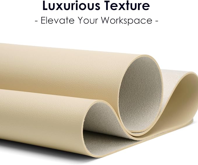 Leather Desk Pad Protector, Waterproof Mouse Pad, PU Desk Mat, Office Desk Cover, Desk Writing Mat for Office/Home/Work/Cubicle (Eggshell) 35.4x17 in
