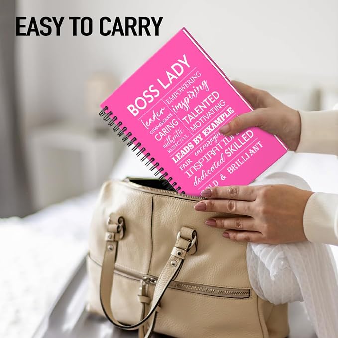 Boss Lady 160 Blank Pages Rose Red Hardcover Spiral Notebook, New Business Owner Gifts Women Boss Gifts for Boss Female, Appreciation Gifts for Women Entrepreneurs, Boss Day Women's Day Gifts