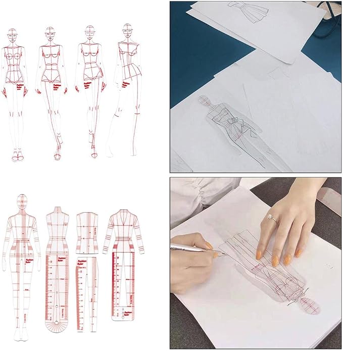 DYNWAVE 8 Pcs French Curve Template Ruler Set,Sewing Humanoid Patterns Design for Dressmaking, Tailoring, Fashion Designing