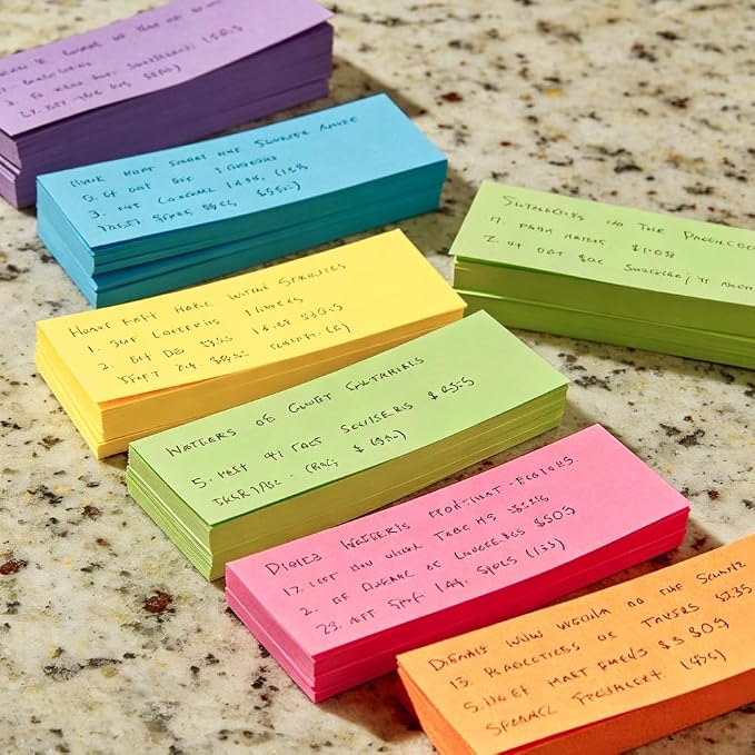 Sticky Notes Small Sticky Notes 30 Pads 6 Colors Mini Long Self-Stick Stickies Note Flags Tabs 0.6×2 100 Sheets Teacher Back to School Supplies and Oﬃce Products