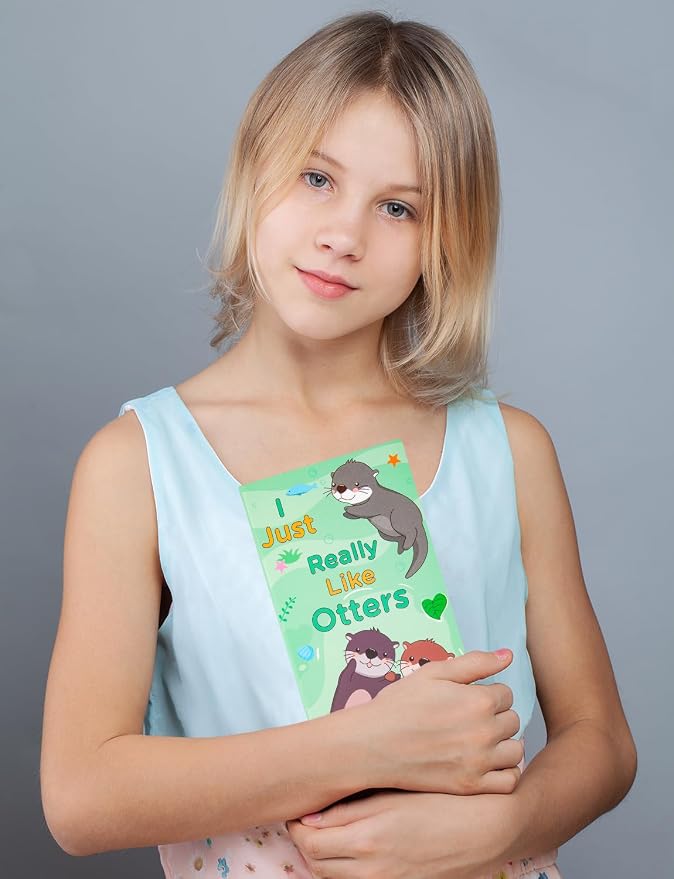 Cute Cartoon Otters Sticky Notes Teacher Appreciation Gift, Blackboard Self-Stick Note Pads with 3 Point Pens, Self-Adhesive Writing Memo Pages Back to School Office Supplies Small Gift