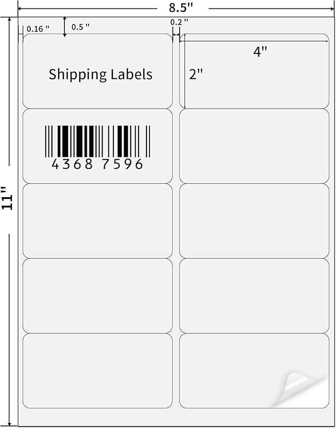 Transparent Stickers Labels - 2" x 4" Clear Address Labels Mailing Stickers for Laser/Inkjet Printer 8.5"×11"- 20 Sheet