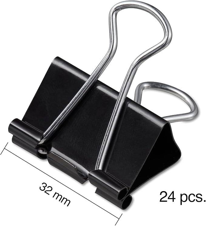 Staples Binder Clips, Medium Size, 1.25" Width, Black, 72 Pack – Strong Hold Clips for Paper Stacks & Office Files
