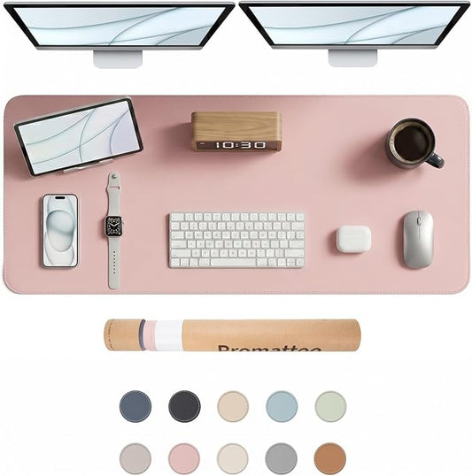Large Desk Pad Non-Slip Desk Mat Protector for Keyboard Mouse Waterproof Vegan Leather Surface Faux Leather Laptop Mat Smooth Mouse Pad Premium Gift Tube Sakura Pink 47" x 17"