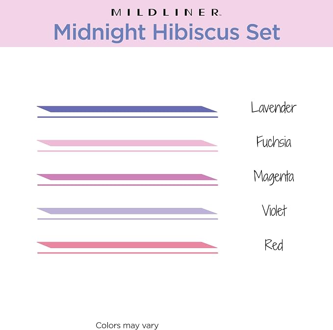 Zebra Pen MILDLINER Highlighter, Midnight Hibiscus Colors, Dual Tip, 5-Pack | No Bleed, Broad and Fine Point Tip, Ideal for Bible Highlighting, Journaling, School, Teacher and Office Supplies (78375)