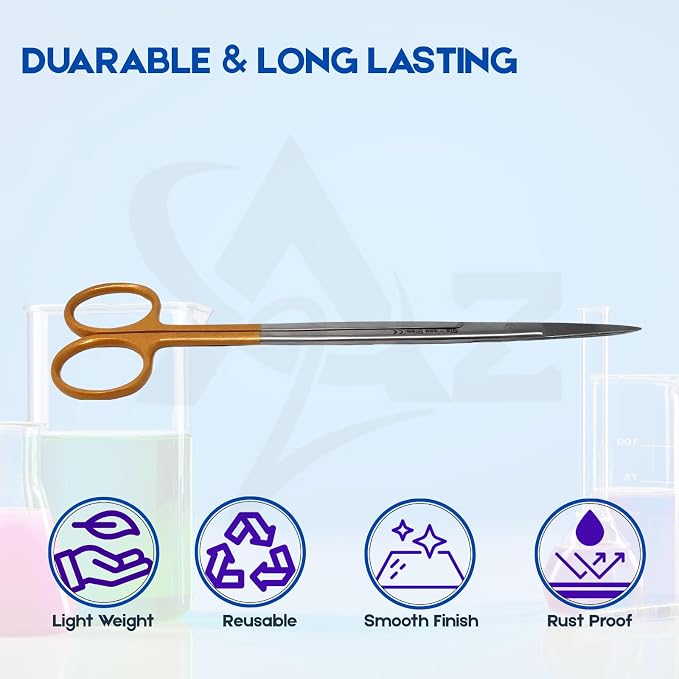 A2Z Iris Micro Tip Scissors 7" Straight, Nurse Essential Shears – Precision Stainless Steel Utility Scissors Suitable for Lab Use, First Aid kits, Training, Crafting, Sewing, Fly Tying & Grooming