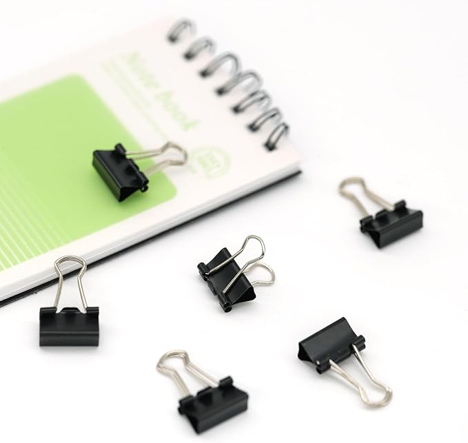 Ykimok 48Pcs Mini Binder Clips, 0.5 inch(13mm), Paper Clamps Micro Size for Office Supplies, Black
