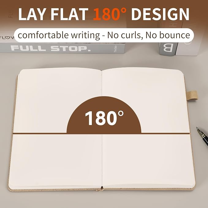 Blank Journal Notebook,256 Pages,A5 Size (5.7'' x 8.3''),Vintage Tree Growth Rings Leather Hardcover Journal,100 GSM Thick Paper,for Daily,Work,School,Note Taking(Khaki)