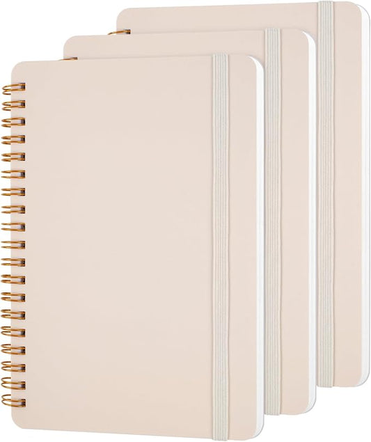 Utron 3 PCS Small Spiral Notebook 5x7, Notebooks for Note Taking, Beige Spiral Journal Notebook, Work Notebook Small Notebooks 5x7 with Strap, Cute Notebooks for Women 70 Sheets/Note Books