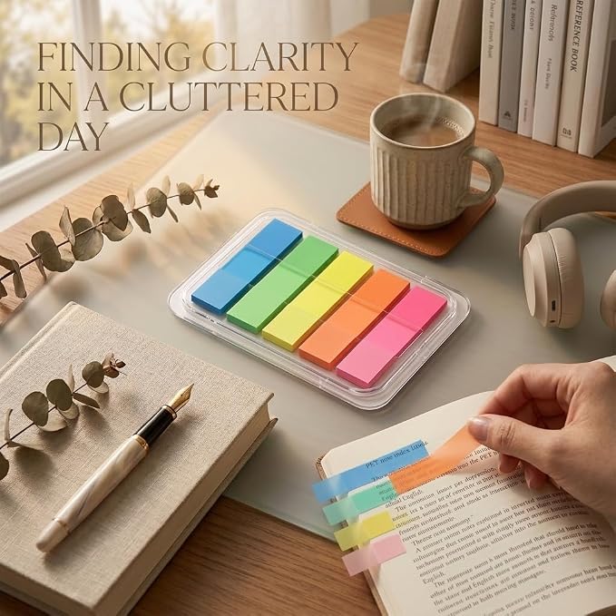 300Pcs Aesthetic Sticky Tabs for Annotating Books, Colorful Transparent Page Markers & Flags, Clear Index Note Stickers for Bible, Notebooks & Reading, Small Mini Pop Up Tab Set