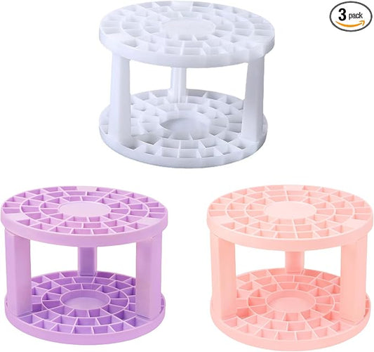 Feadily 3 PCS 49 Hole Paint Brush Holder for Artist, Desk Organizer for Colored Pencils, Markers (White/Purple/Pink)