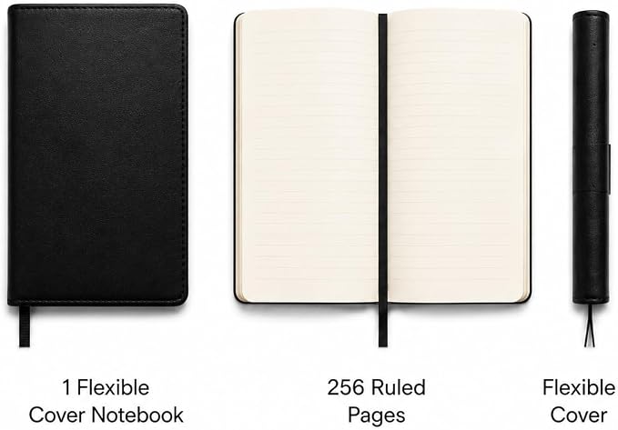 WORLD TRAVELER Lined Journal Notebook Faux Leather with Ribbon Bookmark | Ruled Ivory Pages with Soft Faux Leather Cover and Ribbon Bookmark