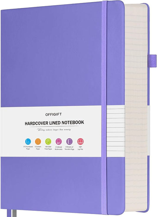 College Ruled Notebook A5, 312 Numbered Pages Diary, Lined Leather Journal | Extra-Thick with 2X Writing Space, 100gsm No Bleed Paper, Hardcover, Lay-Flat, for Work, School, Meeting Notes & Journaling