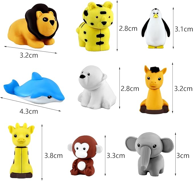 URSKYTOUS 60Pcs Animal Erasers Desk Pets for Kids,Classroom Prizes | Bulk Puzzle Erasers Toys,Party Favors,Back to School,Treasure Chest,Goodie Bag Stuffers,Easter Egg Fillers,Stocking Stuffers