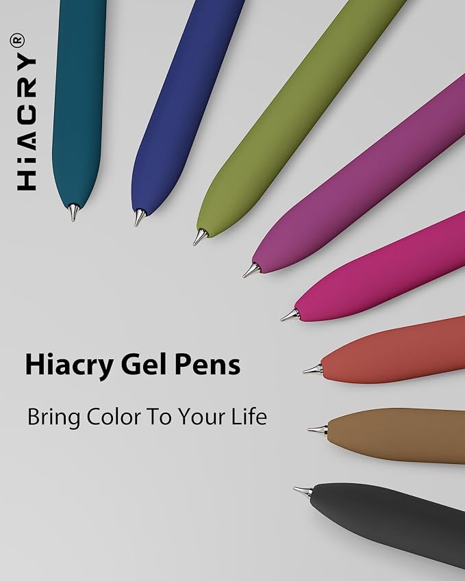 Hiacry 8 Pcs Gel Pens, Quick-Dry Long Lasting Black Ink-0.7 MM Fine Point | Smooth Writing Fidget Pens, Stress Relief, No Smear, No Bleed, Journaling, Note Taking,Work, School,Office, Students & Adults