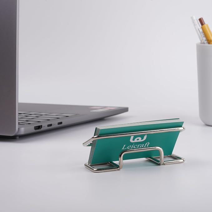 Business Card Holder for Desk, Cute Metal Card Organizers and Office Desk Accessories for Men and Women (Silver)