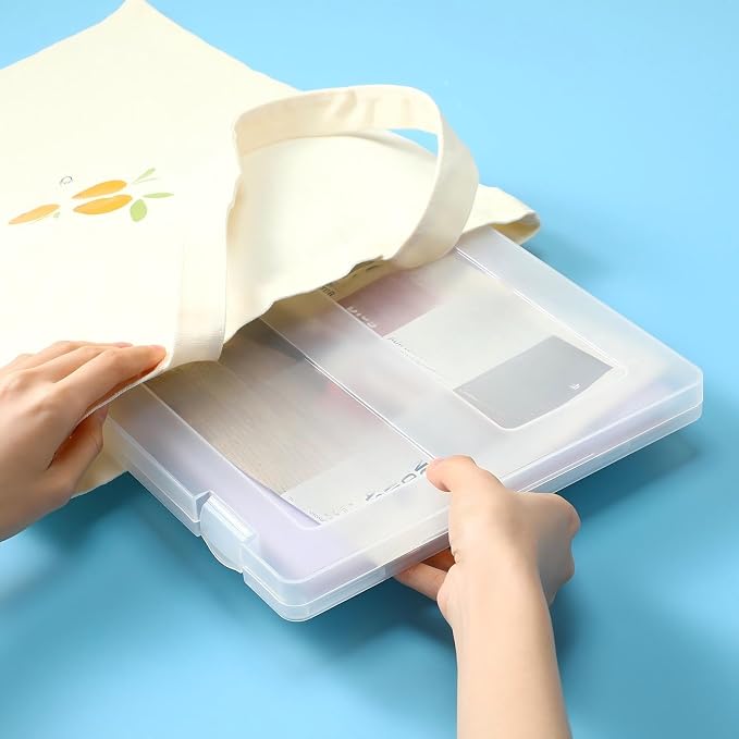 Outus 10 Pieces A4 File Box Paper Photo Storage Box A4 Portable Project Case Clear Plastic Document Magazine Organizer for Back to School Office Supplies Accessories