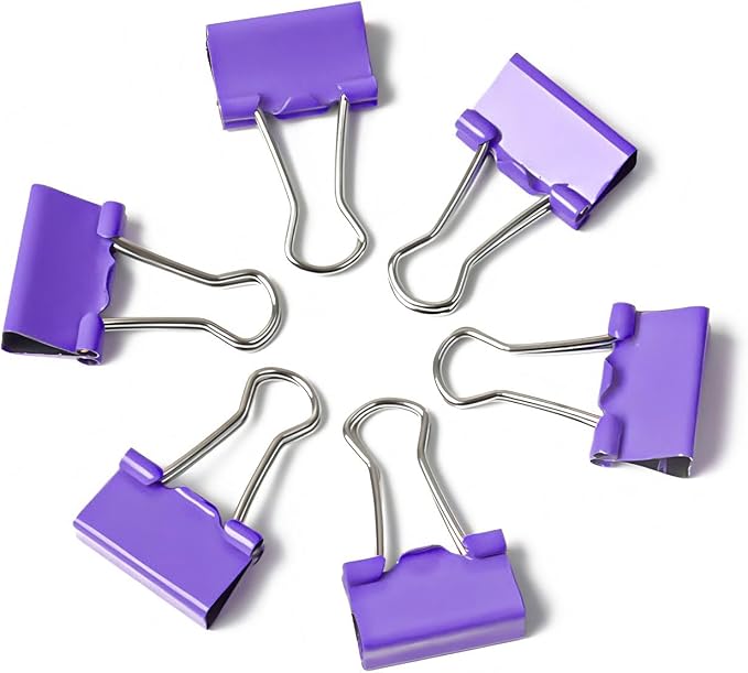 50 Pack Small Purple Binder Clips 3/4 Inch (19 mm), Colored Little Paper Clamps, Tiny Mini Paper Clips for Office Home School Business 0.75"