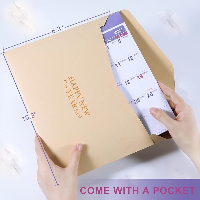 2026-2027 Yearly Wall Calendar - Calendar 2026-2027, July 2026 - June 2027 | Large Wall Calendar 26-27, 34.8"" x 22.8""(Open), Full Year Calendar Large, One Page Vertical with Round Stickers - Purple