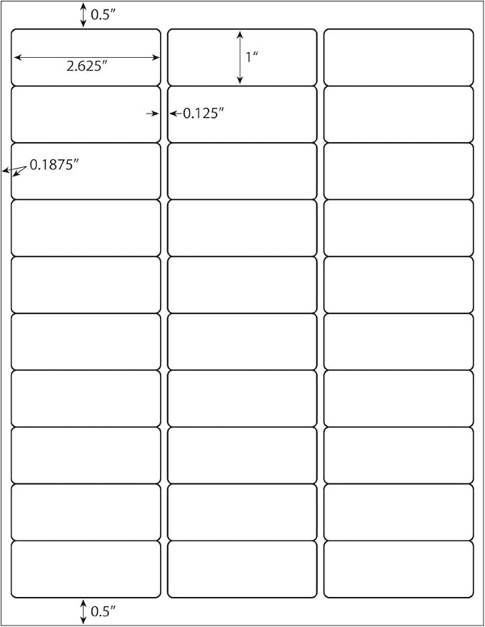 9527 Product 30 up 1 x 2-5/8 Sticker Labels Shipping Address Labels 500 Sheets SKU Labels for Laser/Ink Jet Printer,Total 15000 Labels