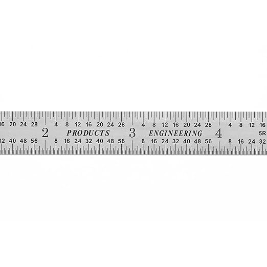 PEC Tools Full Flexible 6 Inch Stainless Steel Ruler, Machinist Metal Rule, Quick Reading, 5R Graduation- 1/32",1/64",1/10",1/100", Trusted by Professionals, Made in USA