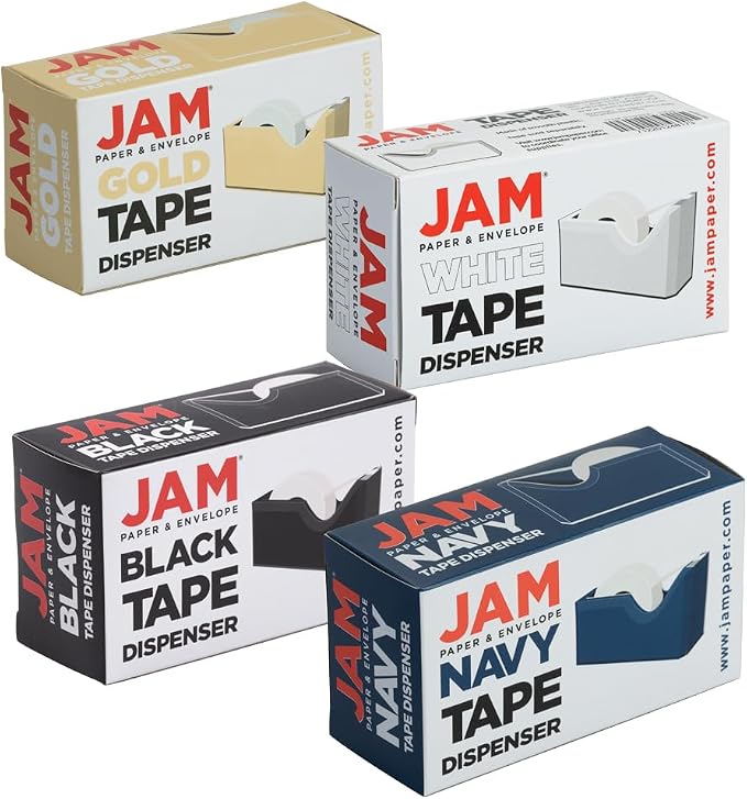 JAM PAPER Colorful Desk Tape Dispensers - Assorted Business Colors - 4/Pack