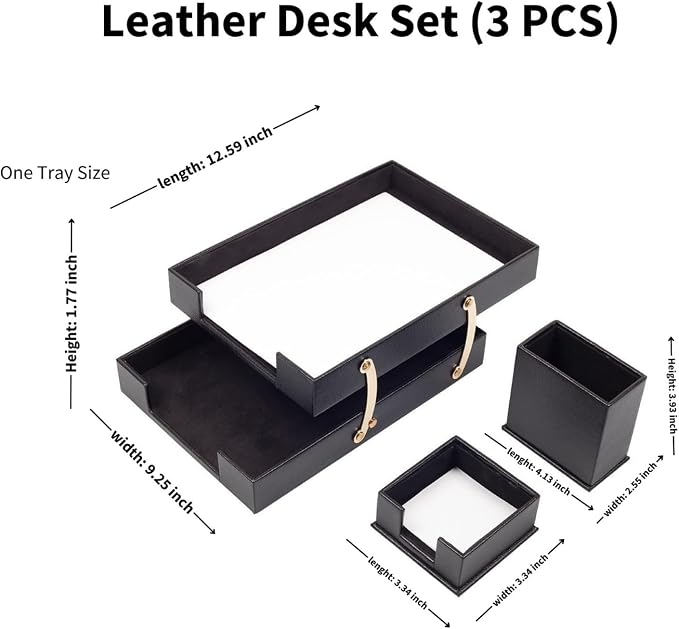 MOOGCO Bonded Set Luxury Leather Desk Pad & Desk Organization Essentials Desk Organizer Leather Desk Organizer (Red)
