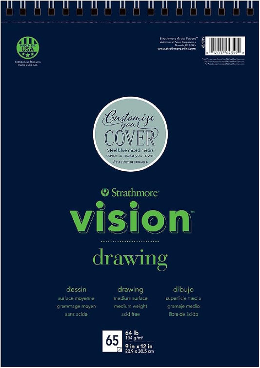 Strathmore Vision Fine Tooth Drawing Pad 9"X12"-64lb, 65 Sheets -62643590