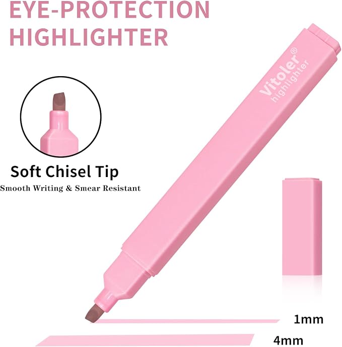 Piochoo Highlighters and Pens Set, 6pcs Cute Pastel Highlighters,6pcs 0.5mm Black Ink Gel Pens Quick Drying for Bible Studying Journaling Office School Supplies