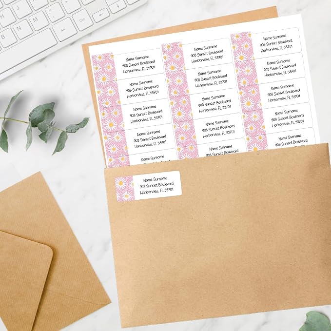 Dotty about Paper Personalized Oopsy Daisies - Pink - Return Address Labels x 100