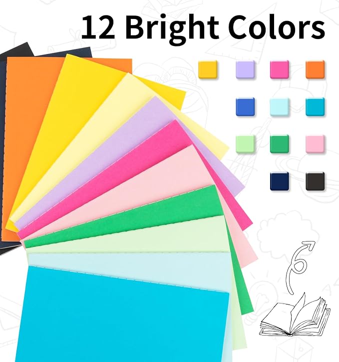 120 Pack Colorful Blank Notebooks for writing, Journals Bulk, A5 Composition Books, 8.3x5.5 Inch, 60 Pages, 30 Sheets Sketchbooks for Office School Travel Supplies (Blank-120 pack, 12 Colors)